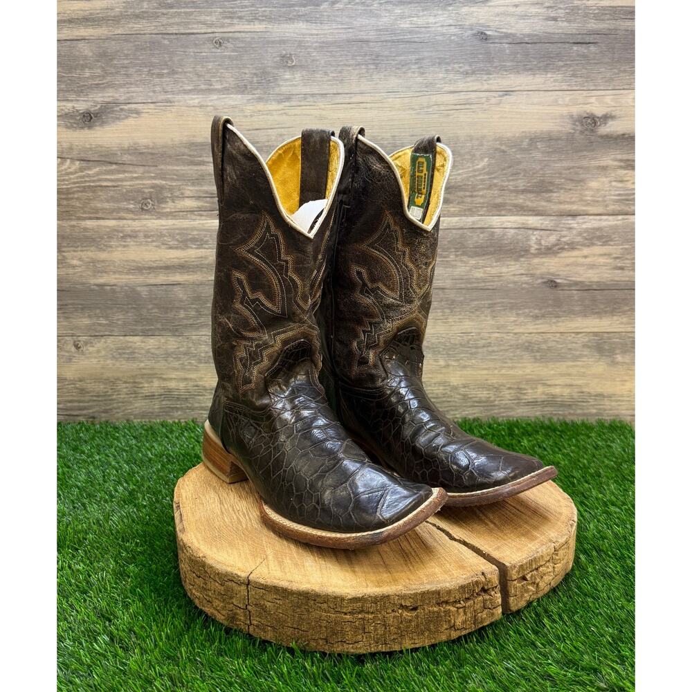 Old Corral Men - Size 7.5 - Dark Brown Exotic Print Square Toe Cowboy Boots